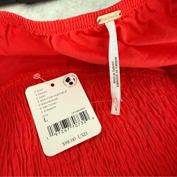 NWT Free People Red Fifi Midi Dress Spaghetti Strap Smocked Top Size Large $98 - Picture 9 of 9